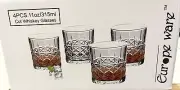 Europe Ware Cut Whiskey Glasses Lowball Glass 11 oz Barware Set Of 4
