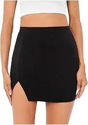 [Generic] Women's Front Asymmetrical Slit Split Thigh Mini Short Skirt