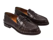 Christian Louboutin No Penny Flat Brown Expresso Croc Leather Dress Loafer 41 8