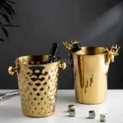 New ice buckets Stainless steel golden hammer pattern ice bucket ice wine barrel