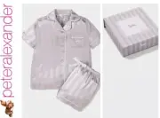 BNWT PETER ALEXANDER GIRLS KIDS SATIN STRIPE PJ SET SIZE 12 (SILVER) RRP $79.95