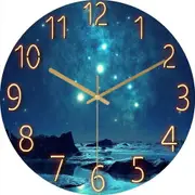 Wall Clock Silent, 12-inch Wall Clock without Ticking Noise, Galaxy Stars Outer Space Starry Sky