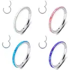 1Pcs Precision Opal Set Outer Lined All Surgical Steel Hinged Segment Hoop Ring