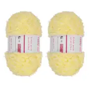 2pcs Fur Yarn Polyester Yarn Fluffy Chunky Yarn Yellow for Crocheting,50m