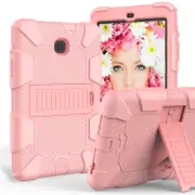 Silicone+PC Case 3-Layer Anti-fall Protective Cover Tablet Stand For Samsung Galaxy Tab A 8 inch T387(2018)-1rose gold