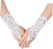 [COLLBATH] 1 Pair Stage Performance Gloves Holy Communion Gloves Accessories Hen Party Veil Hat Women Gloves Prom Lace Gloves Fingerless Gloves Mitts Dressy Satin Girl Dress Stands