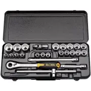 Elora Metric Socket Set 1/2"D Bi-hexagon 25 Piece Standard Length 50648