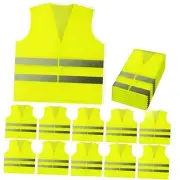 Safety Vests 10 Pack - Yellow Reflective High Visibility, Hi Vis Silver