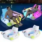 1pcs Inflatable Pool Air Mattress Swimming Chair 2 Cup Holder LED Pool Floats