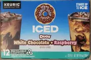 Donut Shop Iced DUOS WHITE CHOCOLATE+RASPBERRY Coffee 12 K Cups Keurig MAR 2025