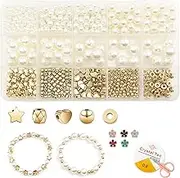 TeCnr 727PCS Beads for Bracelets Making Kit DIY Pearl Jewelry Adults Charms String Crystal Supplies。