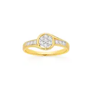 9ct Gold Diamond Flower Ring