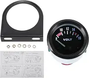X AUTOHAUX 2" 52mm DC 12V Voltage Gauge White Light Analog Voltmeter Gauge 8-16V W/Sensor and Bracket Universal Car Voltage Meter Black Black White,Red