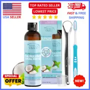 Coconut Oil Pulling for Teeth: Venus Visage Peppermint 8 fl oz + Tongue Scraper