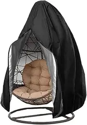 Patio Hanging Chair Cover, Egg Swing Chair Covers Rattan Wicker Swing Chair Cover Waterproof Anti-dust Garden Furniture Cover (Black)
