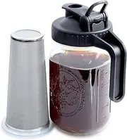 Mason Jar Cold Brew Coffee Pitcher 32 Oz Cold Brew Maker with Stainless Steel Filter for Coffee, Iced Tea, Sun Tea, Lemonade