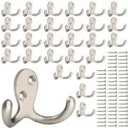 28 Pack Heavy Duty Double Prong Coat Hooks Wall Mounted with 56 Screws Retro ...