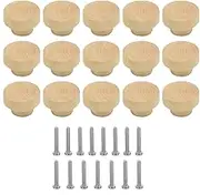 Gyorwst 15Piece Furniture Knobs Wooden Cupboard Knobs for Cabinets and Drawers, Round Wooden Knobs