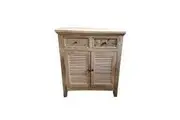 MF Recycled Elm Timber Rustic Louvre 2 Drawer & 2 Door Cabinet