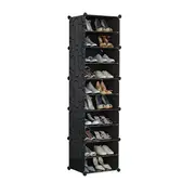 Black DIY Cube Shoe Cabinet Rack Storage Stackable Organiser 1 Column 10 Row