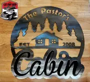 Cabin Welcome Sign Metal Wall Art Plasma Cut Home Decor Gift Idea log