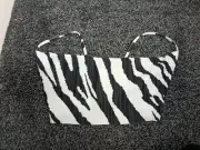 PLT Black zebra print plisse strappy cowl neck crop top blouse size 16 New