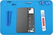 MMOBIEL Silicone Soldering and Repair Mat - 30 x 20 cm Heat-Resistant up to 500°C (932°F) - Workbench for Cell Phone and Electronics - Heat Insulation - Blue