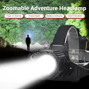 990000LM Super Bright LED Zoom Headlamp USB Rechargeable Headlight Head Torch AU