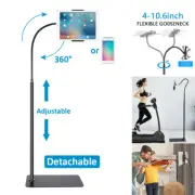 Tablet Floor Stand 360° Adjustable Gooseneck Cell Phone Holder For 4"-10.6" iPad