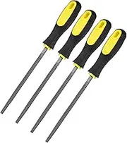 uxcell 4-Pack Square Metal File 6 Inch, High Carbon Steel File Diamond File Hand File W PVC Grip Handle for Wood/Metal/Ceramic/Glass/Stone/Jewelry/Tile/Model/DIY/Sharpening File