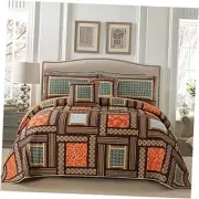Cotton Patchwork Bedspread, 3-Piece Bedding Quilt Set King Bohemian Farmhouse