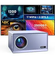 4K Projector with Wifi 6 & Bluetooth 5.3, REPABOW 1200 ANSI Native 1080P