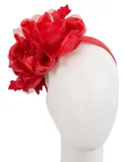 Red silk flower fascinator headband Fillies Collection Made in Australia