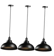 Industrial Black Pendant Lights Retro Farmhouse Hanging Ceiling Black-3 Pack