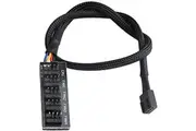 BOOC All Black Sleeved Braided PWM 3-Way Sleeved Fan Splitter Adapter Cable 4 Pin Fan Extension Power Cable Converter (1 to 5 hub)(40.5CM)