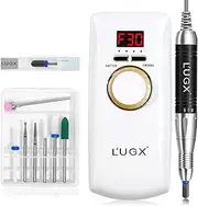 L'UGX Professional Nail Drill Machine Rechargeable with Coreless Motor, Portable Electric Nail File Wireless 30000 RPM Cordless Nail Drill for Acrylic Nails with 8 Nail Drill Bits for Manicure