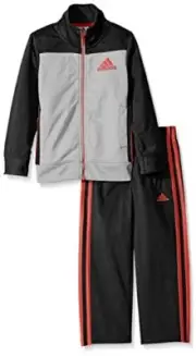 NWT Adidas Baby Boys 3M Tricot Zip Track Suit Jacket Pant Set ONIX BLACK & GRAY
