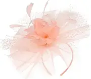 [LIFKOME] Fascinator Headband with Mesh Design for Women Versatile Cocktail Hat Suitable for Tea Parties Weddings and Vintage Events Comfortable Hair Clip Included Fashionable Dressy Pink