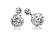 Solid 925 Sterling Silver Silver Sparkle By Duo Earrings