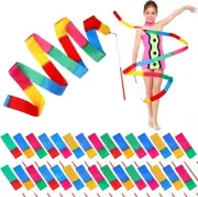 30 Pieces Rainbow Streamer Wands Long Ribbons Colorful Dance Multi-colored
