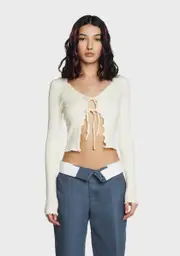 Ivory Switched Up Front Tie Top