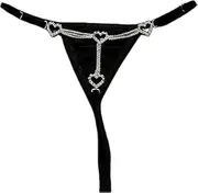 [Generic] Rhinestone Waterdrop Pendant Waist Jewelry Crystal Thong Panties Rave G String Rhinestone Underpant Thong Bikini Waist Chain for Women