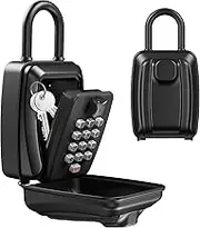 AMIR Key Lock Box Extra Large, Push Button Combination Lock, Outdoor Wall Mounted LockBox for House Keys with 10-Digit Combination Resettable Code, Key Hider Safe Box for Home Hotels - Black