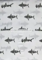 Habitat Organic Cotton Size Full/Double Sheet Set = Sharks Shark Gray White