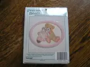 1992 Janlynn Precious Bears WE WISH YOU MERRY CHRISTMAS Cross Stitch Bear & Doll