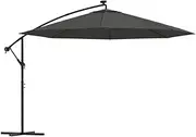 Cantilever Parasol, Banana Cantilever Overhanging Parasol Garden Parasol Hanging Umbrella Outdoor Market Umbrella Cantilever Umbrella with LED Lights and Metal Pole 350 cm Anthracite