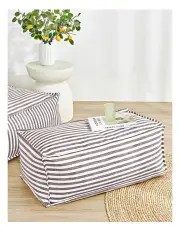 [Cadence & Co.] Oscar Faux Linen Ottoman Bean Bag Cover in Cacao