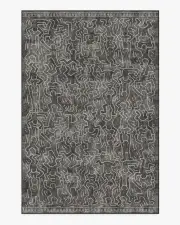 200' x 290' | Machine Washable Runner Rug | Kid & Pet Friendly | Indoor Rug | Balancing Act Black Rug by Keith Haring | Ruggable