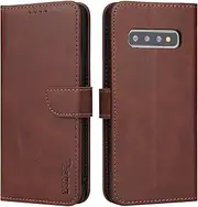 LOLFZ Wallet Case for Samsung Galaxy S10e, Vintage Leather Book Case with Card Holder Kickstand Magnetic Closure Flip Case Cover for Samsung Galaxy S10e - Brown