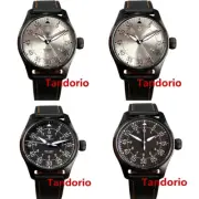 Tandorio 39mm 20ATM Japan NH35 Sapphire Glass Black Silver Pilot Diver Men Watch